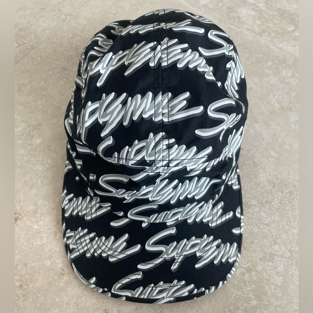 Supreme Black and White Script Cap